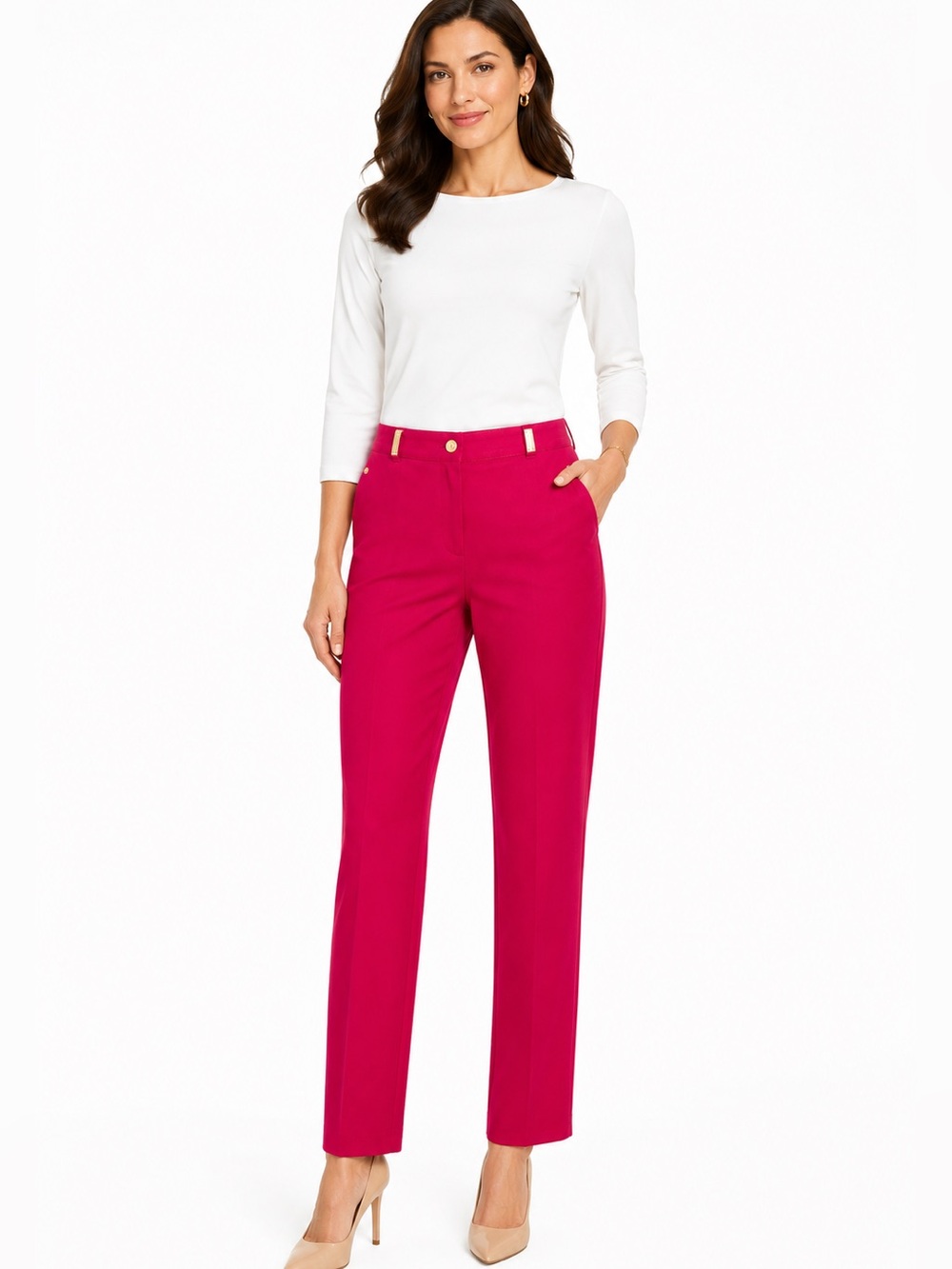Vintage St. John Sport Essentials Pink Straight Leg Pants/jeans  Womens 8 Cotton